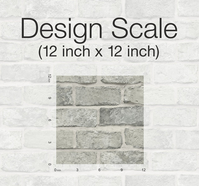 Stretcher Brick Grey Peel & Stick Wallpaper with Weathered Masonry Motif - York PSW1304RL