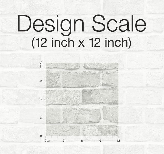 Stretcher Brick Light Grey Peel & Stick Wallpaper with Weathered Masonry Motif - York PSW1305RL