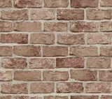 Stretcher Brick Red Peel & Stick Wallpaper with Weathered Masonry Brick Pattern - York PSW1306RL