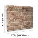 Stretcher Brick Red Peel & Stick Wallpaper with Weathered Masonry Brick Pattern - York PSW1306RL