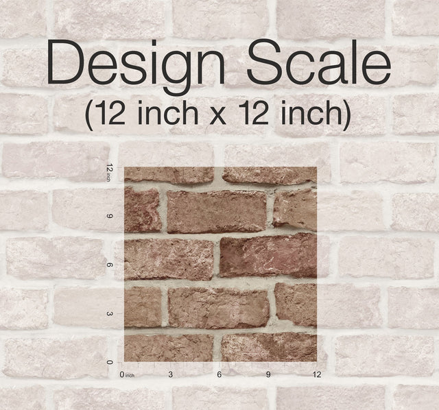 Stretcher Brick Red Peel & Stick Wallpaper with Weathered Masonry Brick Pattern - York PSW1306RL