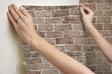 Stretcher Brick Red Peel & Stick Wallpaper with Weathered Masonry Brick Pattern - York PSW1306RL