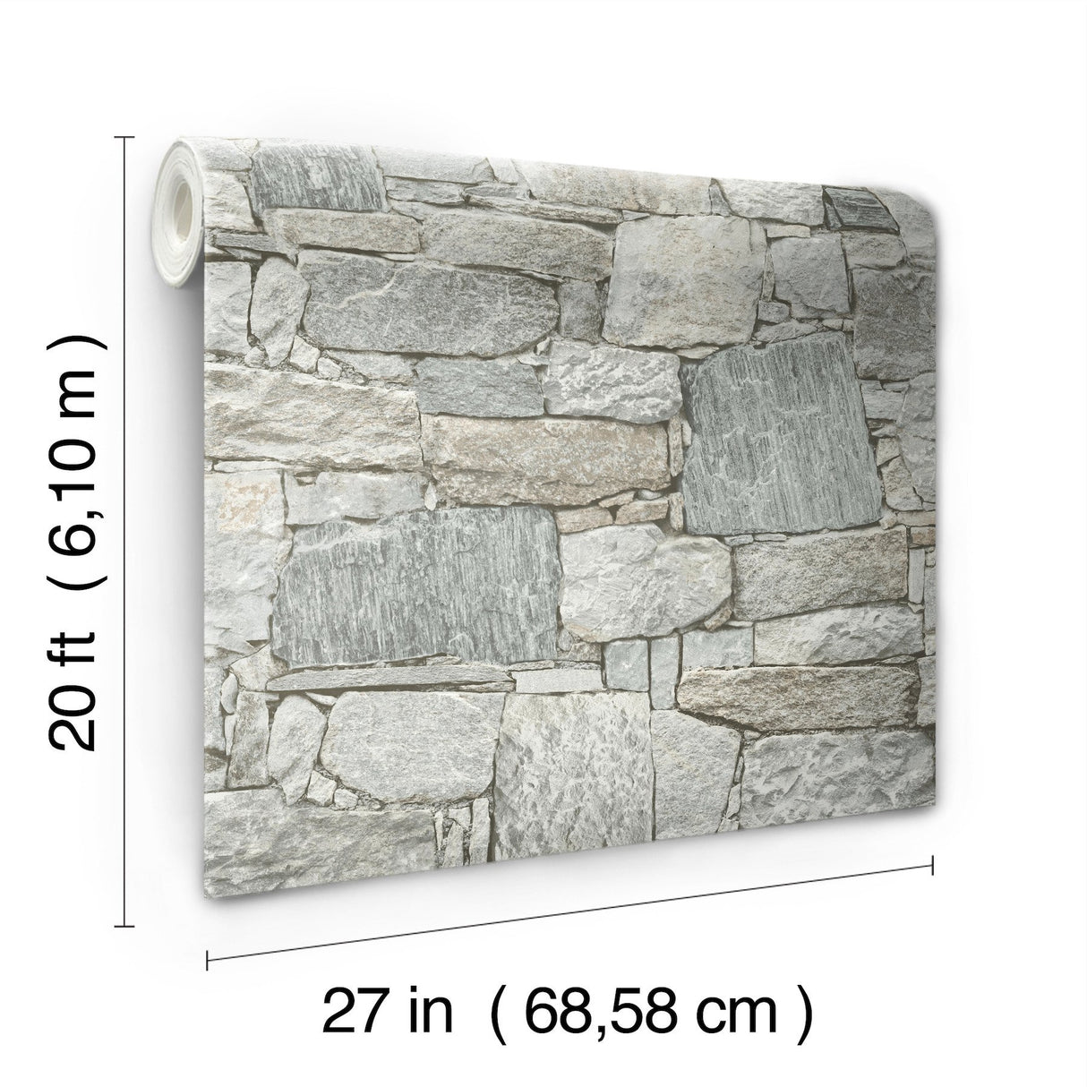 Chateau Stone Grey & Beige Peel & Stick Wallpaper with Stone Look Pattern - York PSW1307RL