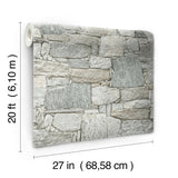 Chateau Stone Grey & Beige Peel & Stick Wallpaper with Stone Look Pattern - York PSW1307RL