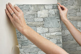 Chateau Stone Grey & Beige Peel & Stick Wallpaper with Stone Look Pattern - York PSW1307RL