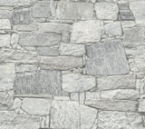 Chateau Stone Grey Peel & Stick Wallpaper with Field Stone Motif - York PSW1308RL