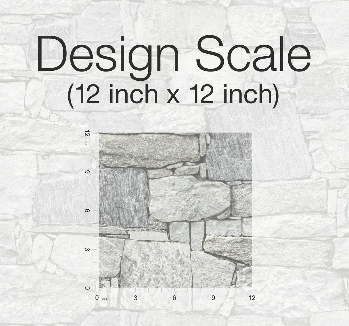 Chateau Stone Grey Peel & Stick Wallpaper with Field Stone Motif - York PSW1308RL