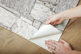 Chateau Stone Grey Peel & Stick Wallpaper with Field Stone Motif - York PSW1308RL