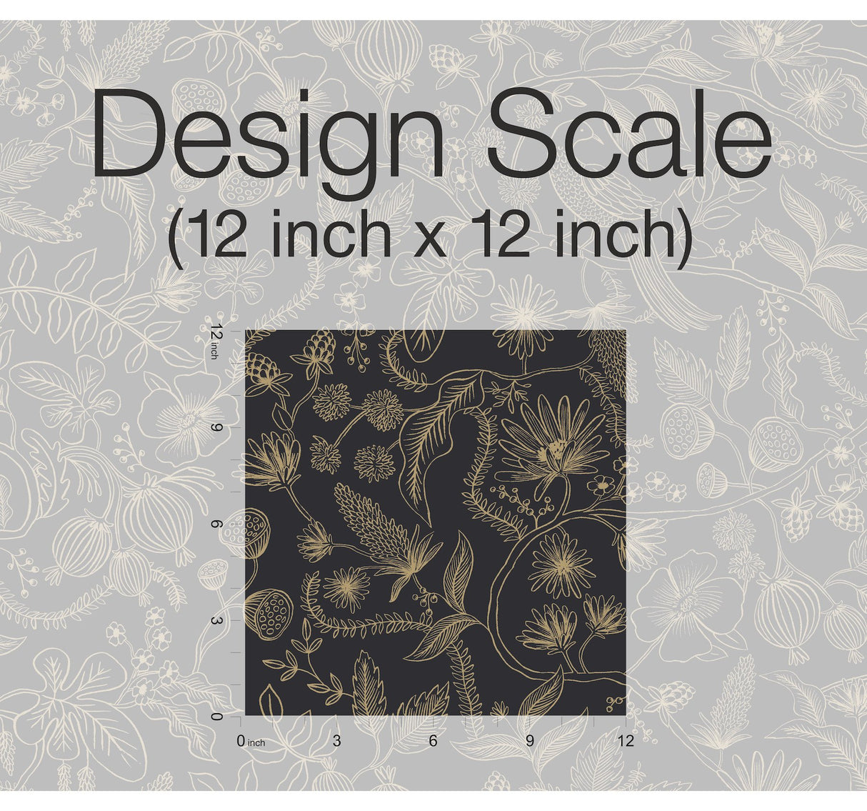 Aviary Black & Gold Peel & Stick Wallpaper with Botanical Bird Linework - York PSW1310RL