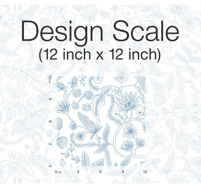 Aviary Blue & Cream Peel & Stick Wallpaper with Botanical Bird Motif - York PSW1311RL