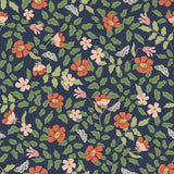 Primrose Rose & Navy Peel & Stick Wallpaper with Floral and Butterfly Motif - York PSW1314RL