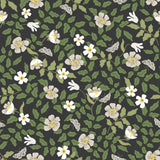 Primrose Off White & Black Peel & Stick Wallpaper with Floral and Butterfly Motif - York PSW1315RL