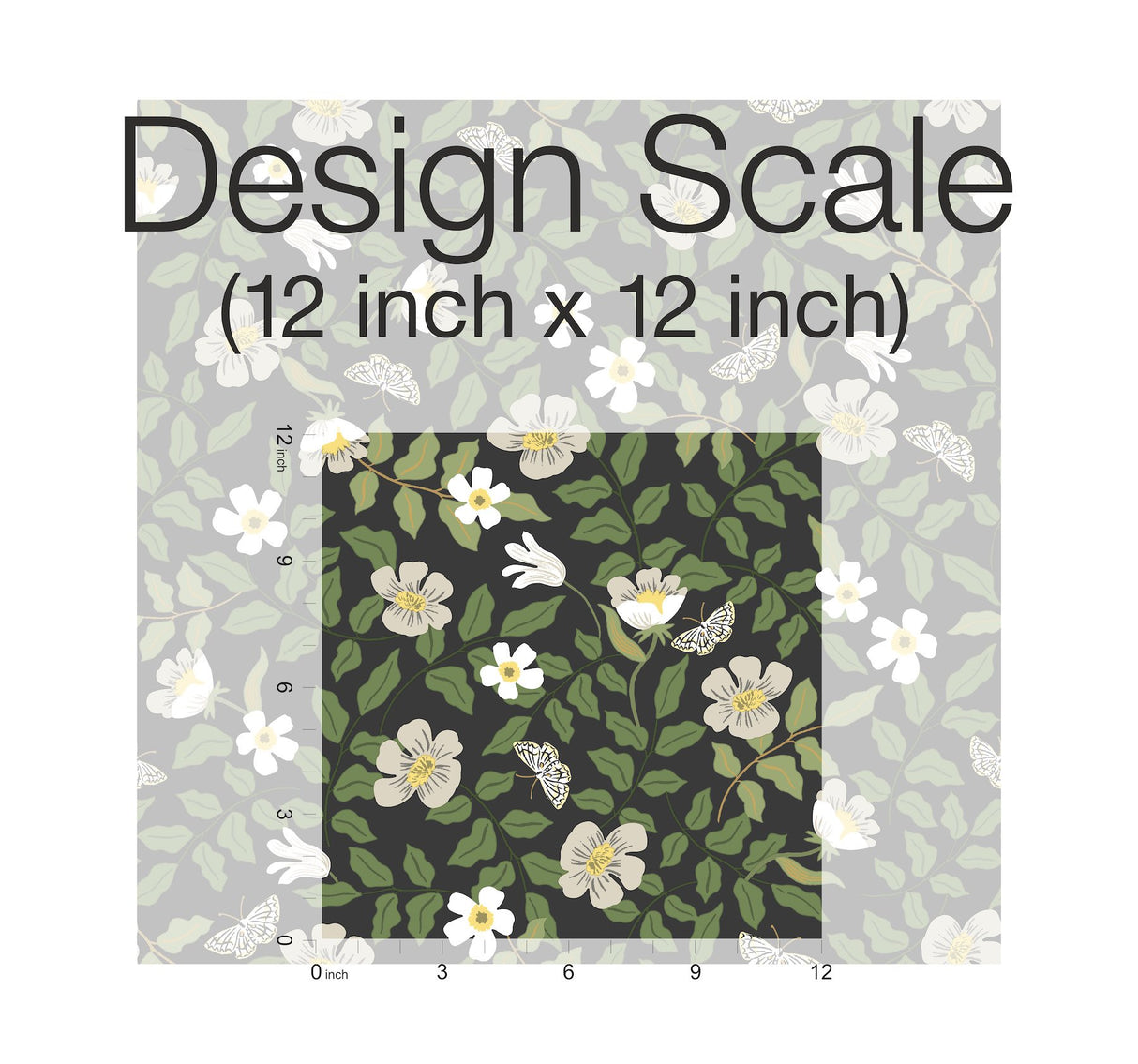 Primrose Off White & Black Peel & Stick Wallpaper with Floral and Butterfly Motif - York PSW1315RL