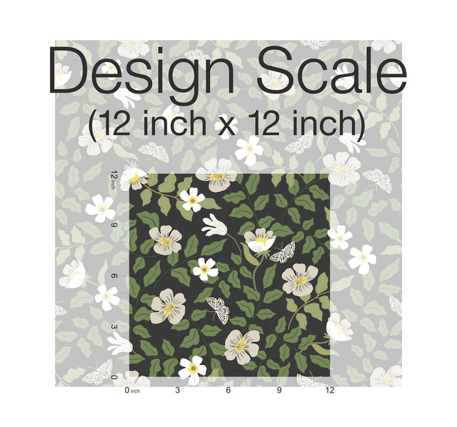 Primrose Off White & Black Peel & Stick Wallpaper with Floral and Butterfly Motif - York PSW1315RL