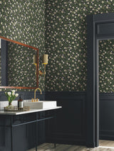 Primrose Off White & Black Peel & Stick Wallpaper with Floral and Butterfly Motif - York PSW1315RL