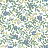 Primrose Blue & White Peel & Stick Wallpaper with Floral and Butterfly Motif - York PSW1316RL