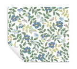 Primrose Blue & White Peel & Stick Wallpaper with Floral and Butterfly Motif - York PSW1316RL