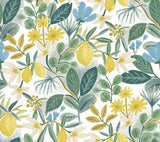 Amalfi Blue & Green Peel & Stick Wallpaper with Botanical Lemon Motif - York PSW1318RL
