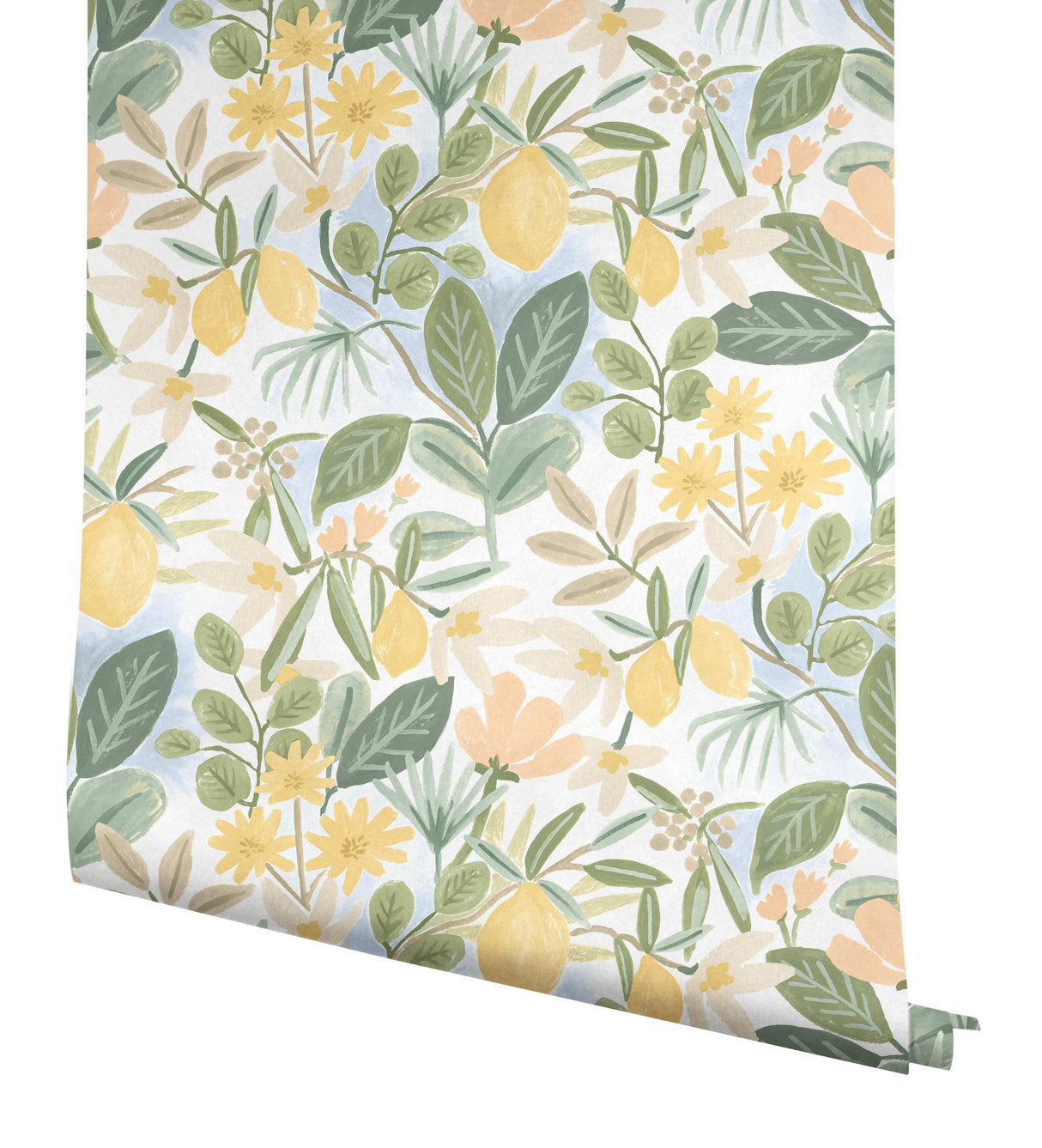 Amalfi Pink & Green Peel & Stick Wallpaper with Botanical Lemon Grove Motif - York PSW1319RL