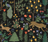 Menagerie Black Peel & Stick Wallpaper with Illustrated Animal and Botanical Motif - York PSW1321RL