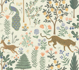 Menagerie Cream Peel & Stick Wallpaper with Animals Botanical Motif - York PSW1322RL