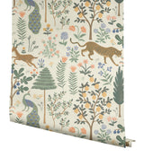 Menagerie Cream Peel & Stick Wallpaper with Animals Botanical Motif - York PSW1322RL