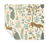 Menagerie Cream Peel & Stick Wallpaper with Animals Botanical Motif - York PSW1322RL