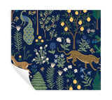 Menagerie Blue Peel & Stick Wallpaper with Illustrated Animal and Botanical Motif - York PSW1323RL