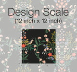 Luxembourg Black Peel & Stick Wallpaper with Botanical Bird Medallion Pattern - York PSW1326RL