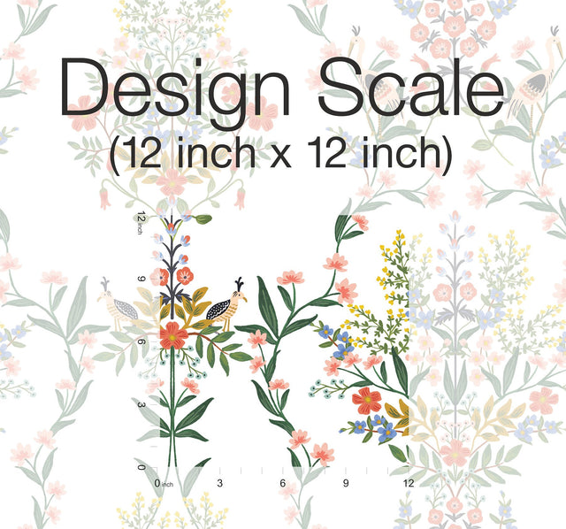 Luxembourg White Peel & Stick Wallpaper with Botanical Bird Medallion Pattern - York PSW1327RL