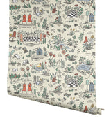 Wonderland Pastel Peel & Stick Wallpaper with Novelty Alice-in-Wonderland Illustrations - York PSW1330RL