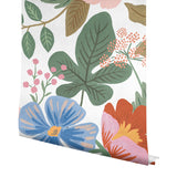 Strawberry Fields White Peel & Stick Wall Mural with Whimsical Floral Pattern - York PSW1334M