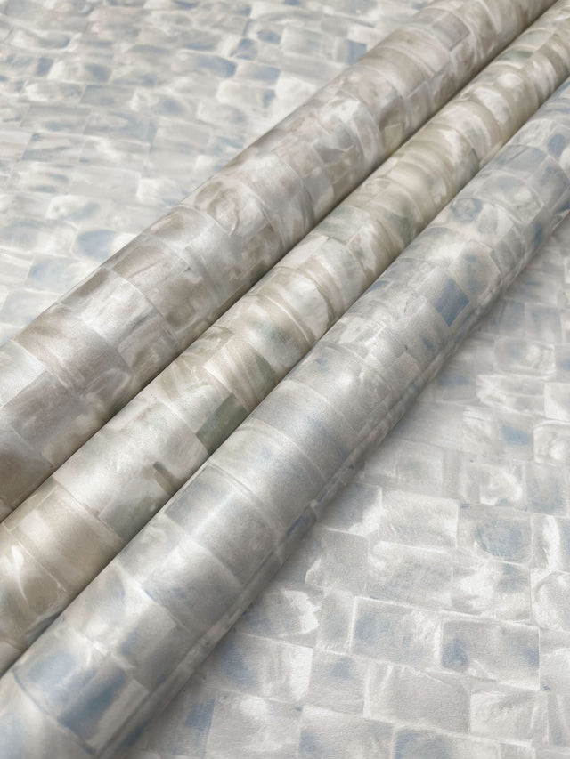 Mother Of Pearl Grey & Blue Peel & Stick Wallpaper