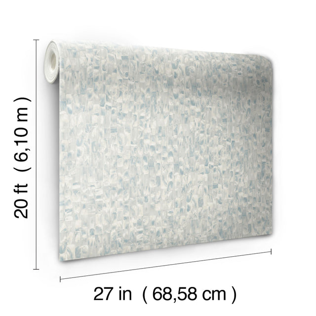Mother Of Pearl Grey & Blue Peel & Stick Wallpaper