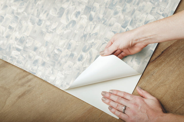 Mother Of Pearl Grey & Blue Peel & Stick Wallpaper