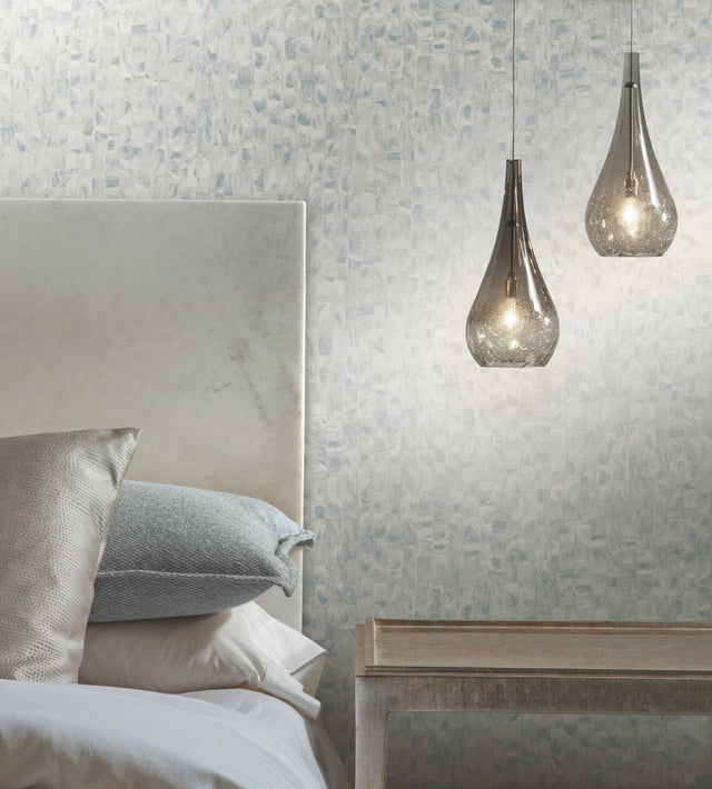Mother Of Pearl Grey & Blue Peel & Stick Wallpaper