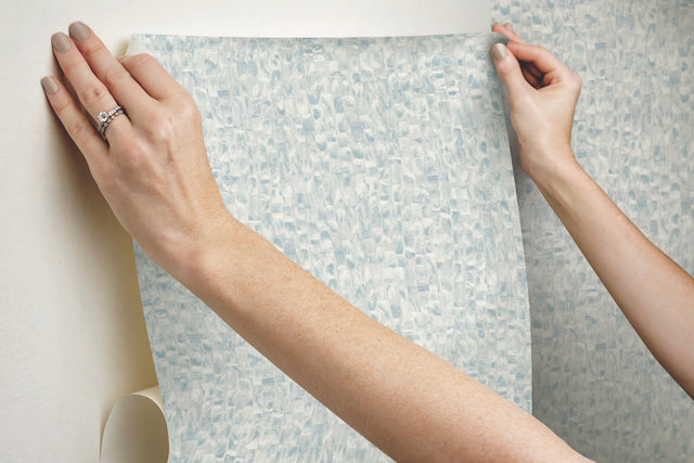 Mother Of Pearl Grey & Blue Peel & Stick Wallpaper