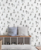 Dog's Life Silver & Gold Peel & Stick Wallpaper with Dogs Sketch Motif - York PSW1339RL