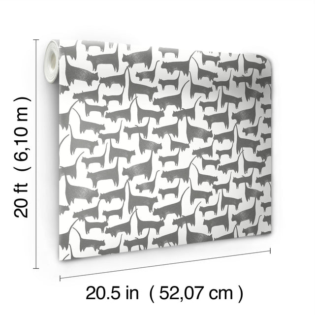 Cat Tails Black Peel & Stick Non Woven Wallpaper with Matte Finish - York PSW1340RL
