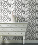 Cat Tails Black Peel & Stick Non Woven Wallpaper with Matte Finish - York PSW1340RL