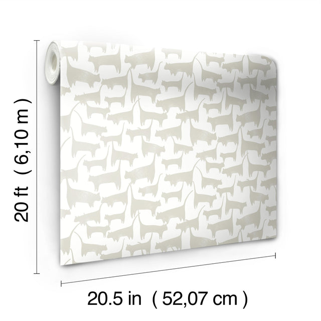 Cat Tails Beige Peel & Stick Wallpaper with Matte Non-Woven Finish - York PSW1341RL
