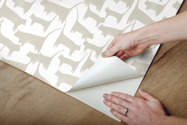 Cat Tails Beige Peel & Stick Wallpaper with Matte Non-Woven Finish - York PSW1341RL