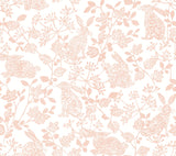 Botanical Bunnies Pink Peel & Stick Wallpaper with Matte Non-Woven Finish - York PSW1343RL