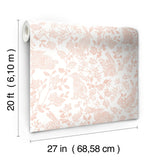 Botanical Bunnies Pink Peel & Stick Wallpaper with Matte Non-Woven Finish - York PSW1343RL