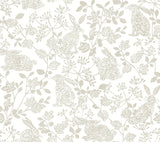 Botanical Bunnies Beige Peel & Stick Wallpaper with Animals Pattern, Matte Non Woven - York PSW1344RL
