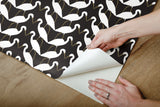 Elegant Birds Black & Gold Metallic Peel & Stick Wallpaper with Metallic Egrets Motif - York PSW1345RL