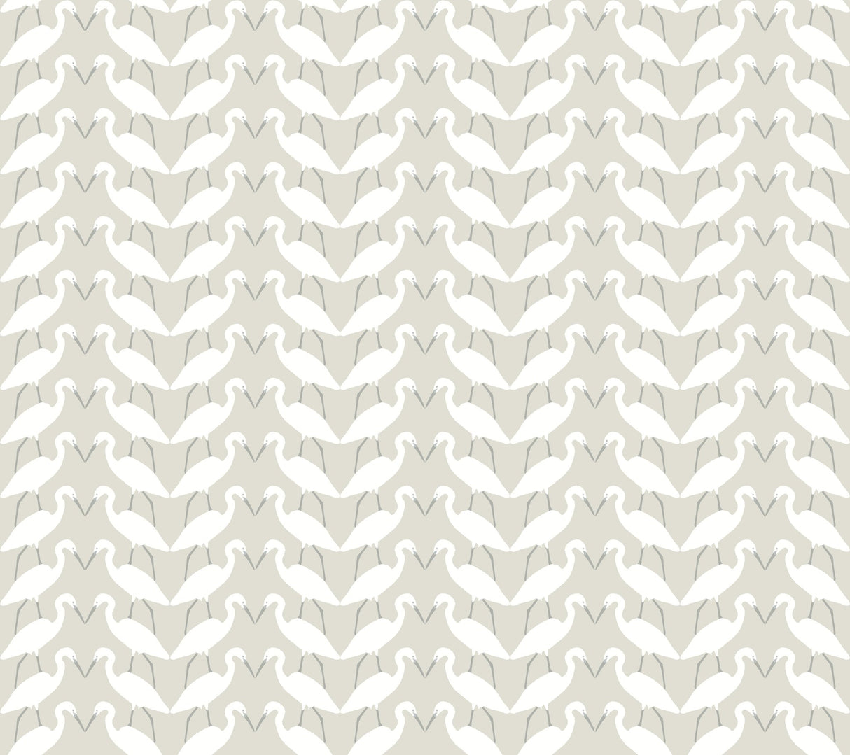 Elegant Birds Beige Peel & Stick Wallpaper with Silhouetted Egret Motif - York PSW1346RL