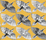 Feather Flight Yellow Peel & Stick Wallpaper with Graphic Birds Motif - York PSW1350RL