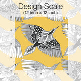 Feather Flight Yellow Peel & Stick Wallpaper with Graphic Birds Motif - York PSW1350RL