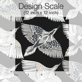 Feather Flight Black Peel & Stick Wallpaper with Animal Bird Motif, Matte Non-Woven  York PSW1351RL